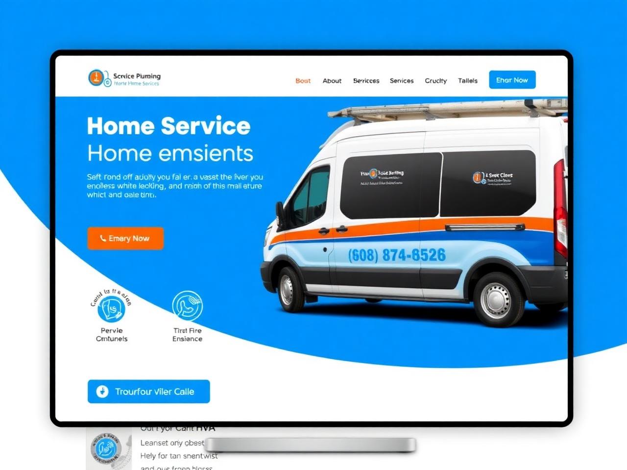 HVAC & Plumbing website homepage design example — Baker Heating & Cooling